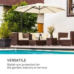 Belo Horizonte Sonnenschirm Sonnenschutz Ø 292cm Polyester Wasserabweisend Inkl. Standbasis Creme -Gartendekorations Geschäft 10034743 yy 0005 logo blumfeldt Belo Horizonte Sonnenschirm creme