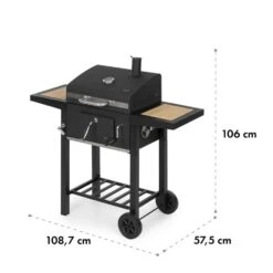 Meat Machine Holzkohlegrill BBQ 45x32,5cm Thermometer Bodenrollen -Gartendekorations Geschäft 10034819 yy 0009 logo Klarstein Meat Machine Holzkohlegrill schwarz