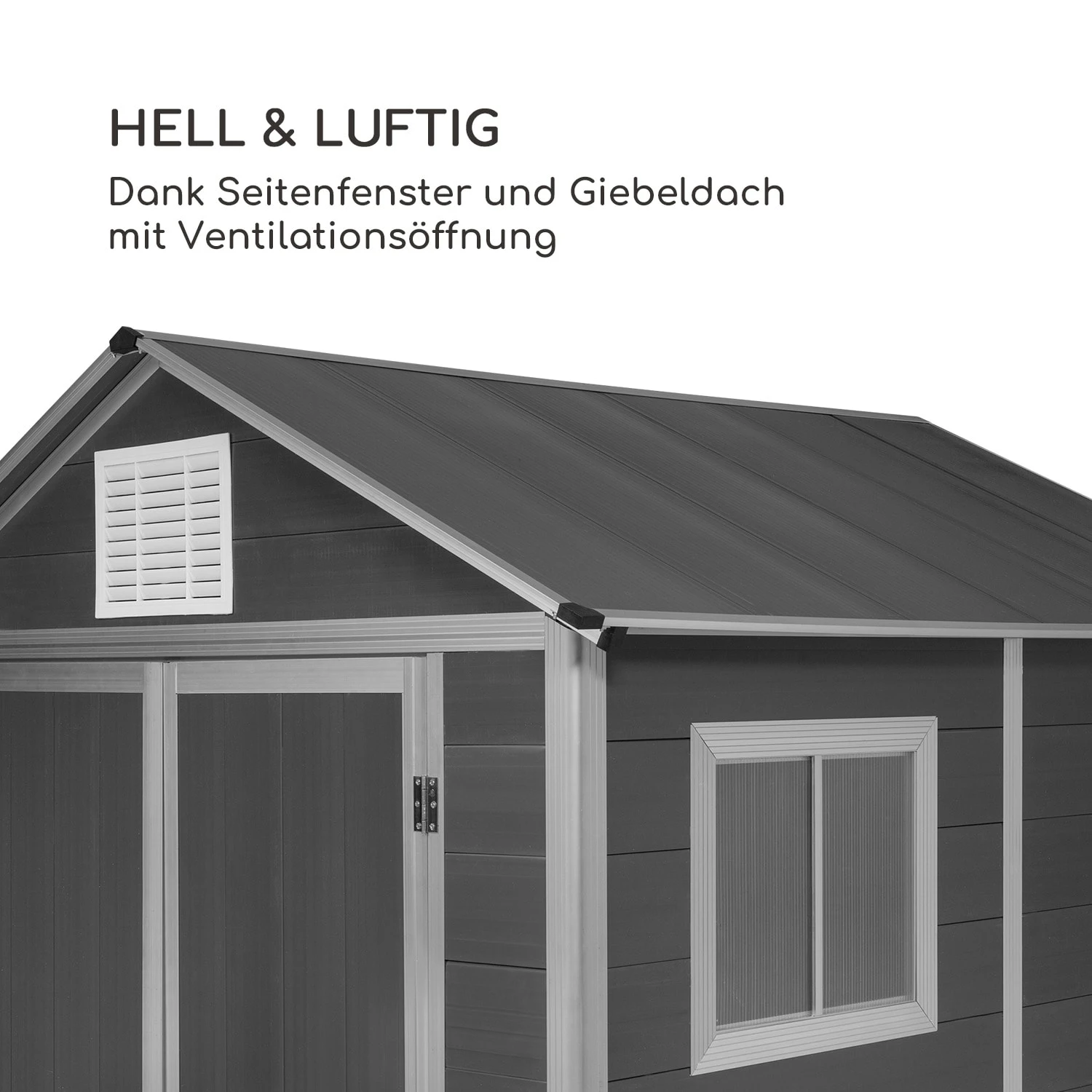 Schatzkammer Gartenschuppen UV-Schutz PVC Schloss Seitenfenster Grau 4 Schatzkammer Gartenschuppen UV-Schutz PVC Schloss Seitenfenster Grau – Bild 4