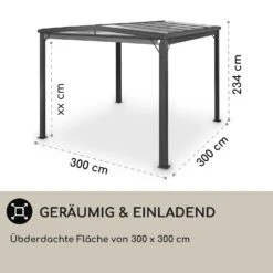 Pantheon Cortina Solid Sky Pergola Vordach 3x3m Polycarbonat Vorhänge -Gartendekorations Geschäft 10034985 de 0004 usp