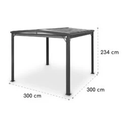 Pantheon Cortina Solid Sky Pergola Vordach 3x3m Polycarbonat Vorhänge -Gartendekorations Geschäft 10034985 yy 0007 dimensions