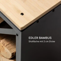 Kindlewood S Black Holzspeicher Sitzbank 57x56x36cm Bambus Zink -Gartendekorations Geschäft 10035760 de 0004 logo