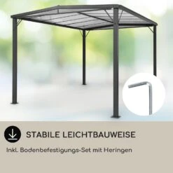 Pantheon Solid Sky Flat Pergola Vordach 3x4m Polycarbonat -Gartendekorations Geschäft 10035871 de 0005 usp