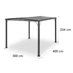 Pantheon Solid Sky Flat Pergola Vordach 3x4m Polycarbonat -Gartendekorations Geschäft 10035871 yy 0007 dimensions