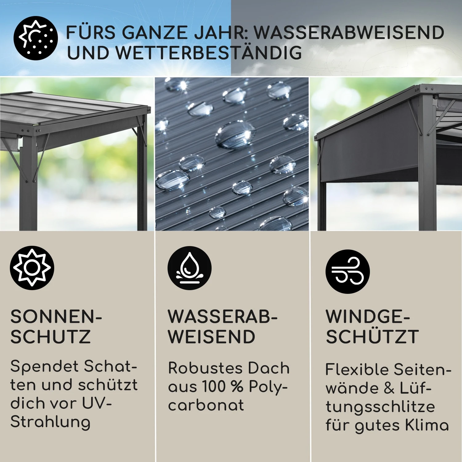 Pantheon Cortina Solid Sky Pergola Vordach 3x4m Polycarbonat 2 Pantheon Cortina Solid Sky Pergola Vordach 3x4m Polycarbonat – Bild 2