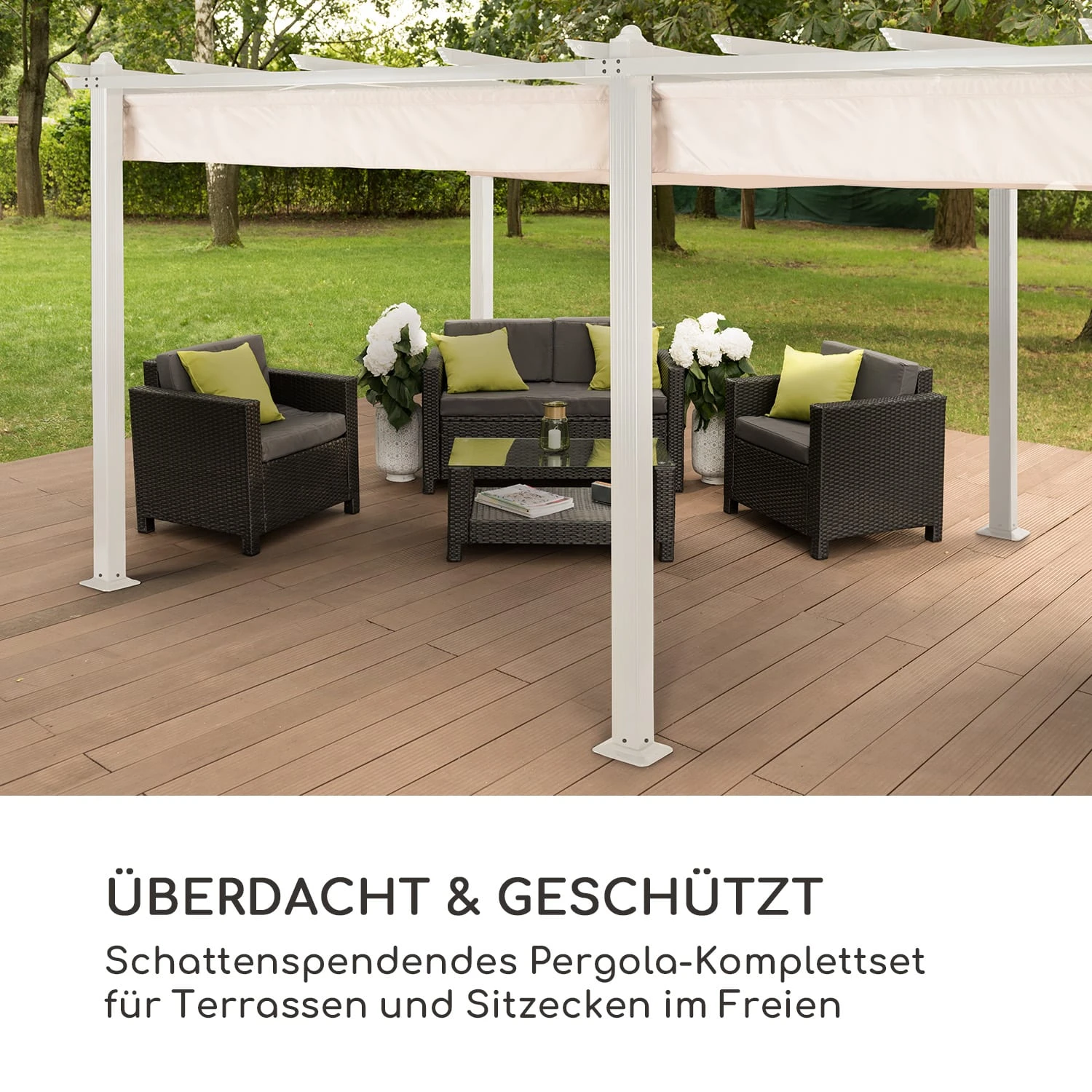 Pantheon Pergola Aluminiumkantrohr 3x6m 4 Eckpfosten Wasserabweisend 2 Pantheon Pergola Aluminiumkantrohr 3x6m 4 Eckpfosten Wasserabweisend – Bild 2