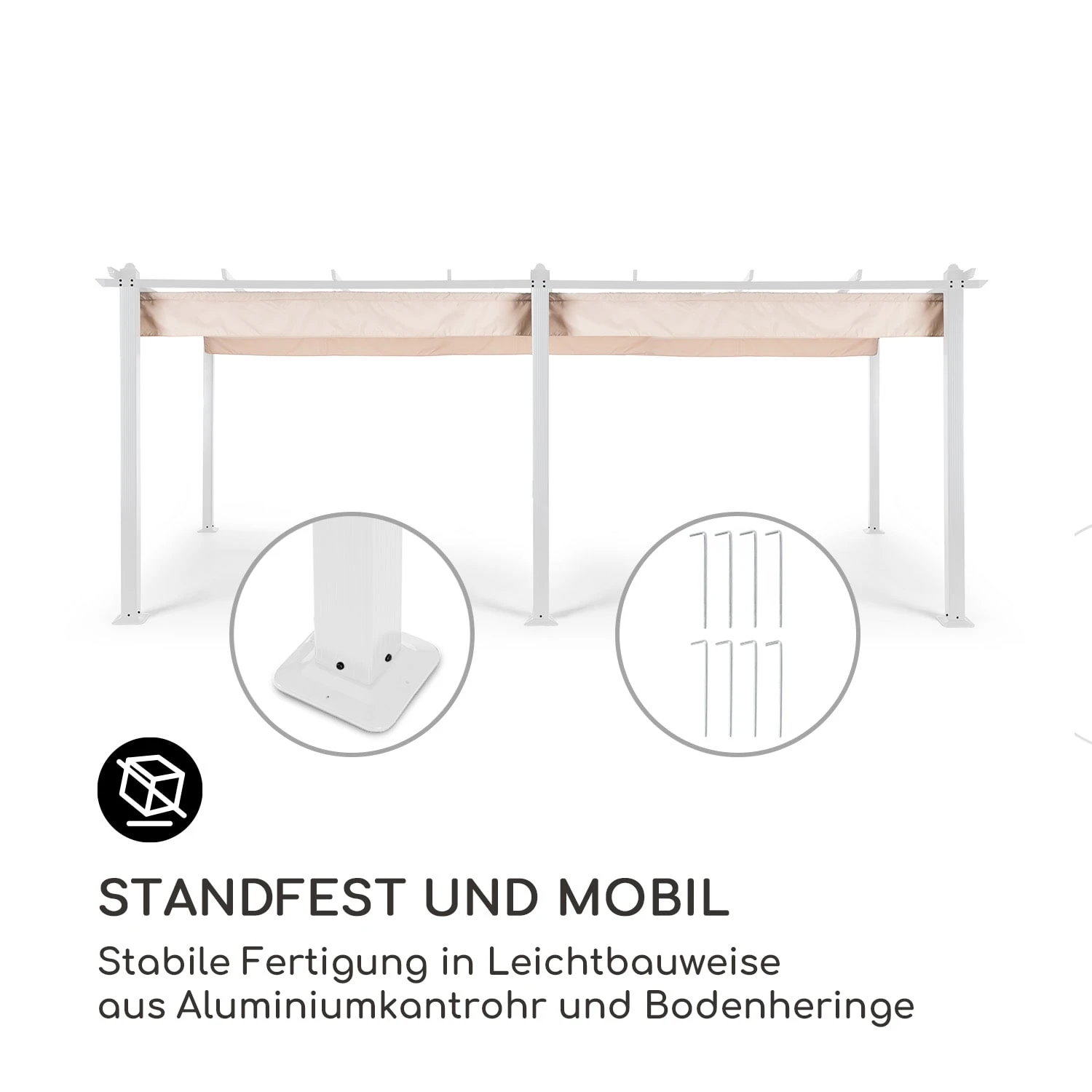 Pantheon Pergola Aluminiumkantrohr 3x6m 4 Eckpfosten Wasserabweisend 3 Pantheon Pergola Aluminiumkantrohr 3x6m 4 Eckpfosten Wasserabweisend – Bild 3