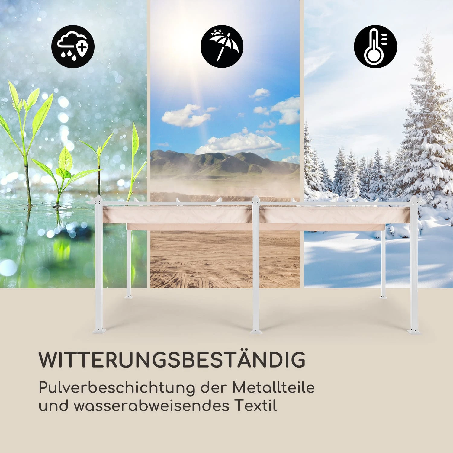 Pantheon Pergola Aluminiumkantrohr 3x6m 4 Eckpfosten Wasserabweisend 5 Pantheon Pergola Aluminiumkantrohr 3x6m 4 Eckpfosten Wasserabweisend – Bild 5