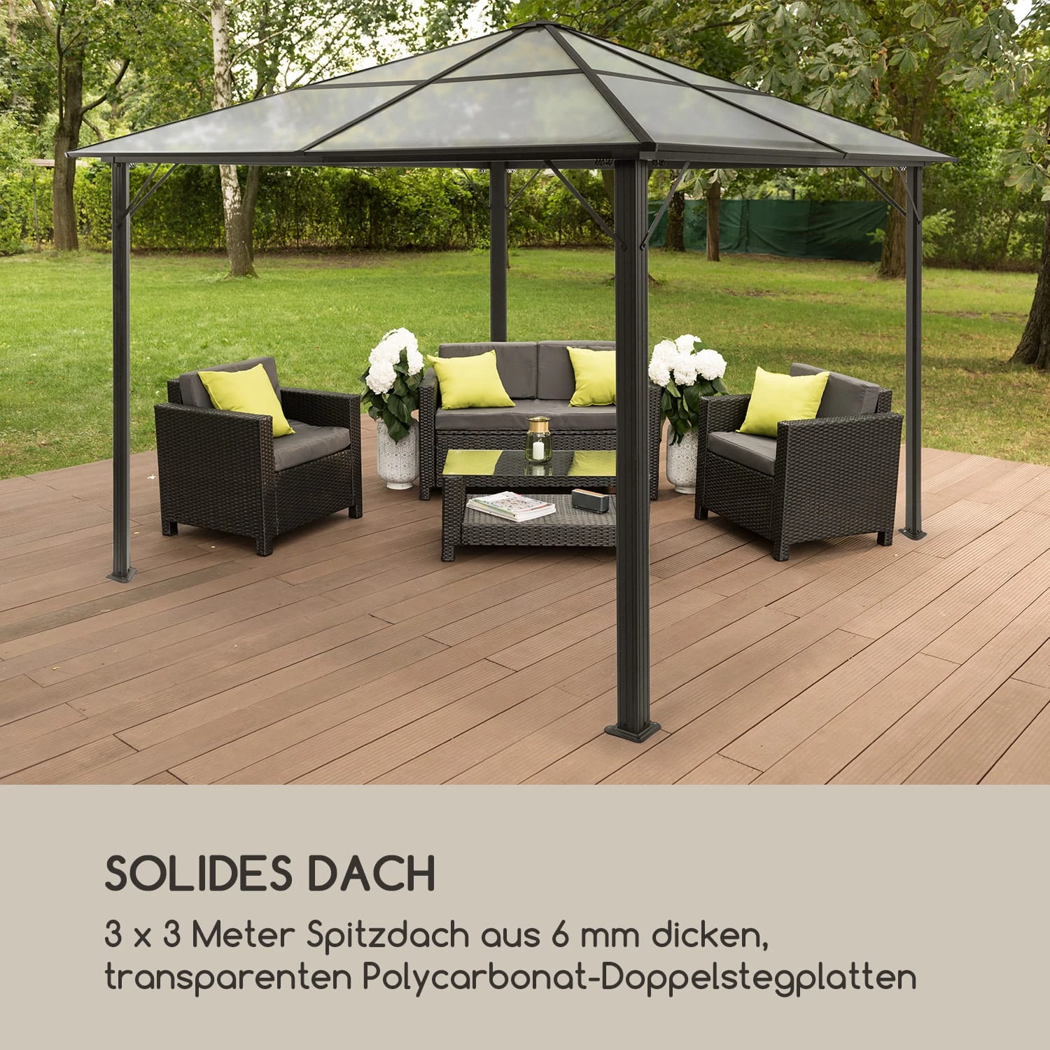 Pantheon Solid Sky Ambient Solar Pavillon 3x3m Polycarbonat Aluminium 7 Pantheon Solid Sky Ambient Solar Pavillon 3x3m Polycarbonat Aluminium – Bild 7