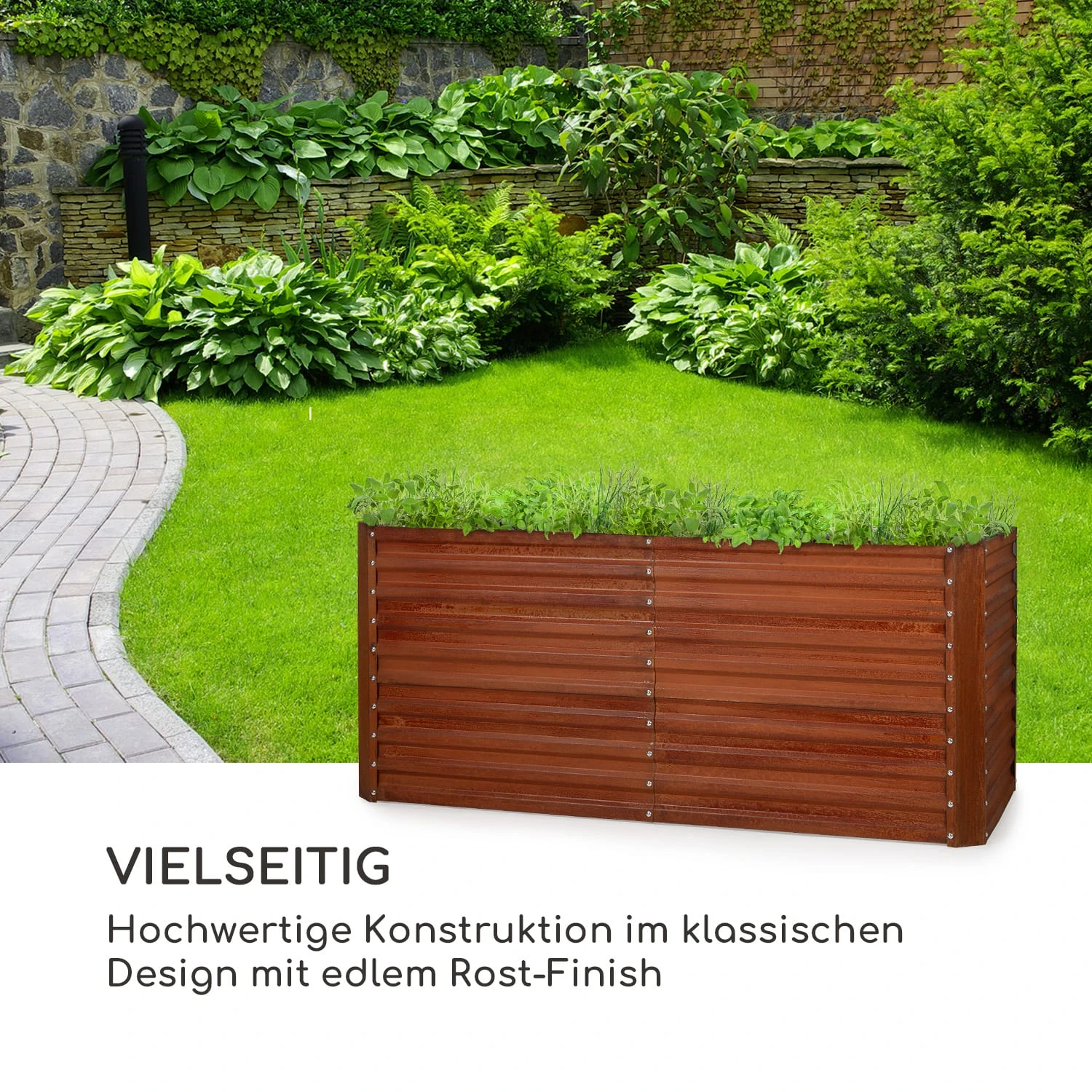 Rust Grow Hochbeet Gartenbeet Verzinktes Stahlblech Rost-Finish 2 Rust Grow Hochbeet Gartenbeet Verzinktes Stahlblech Rost-Finish – Bild 2