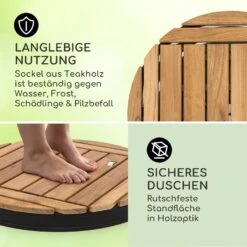 Sumatra Teak Round Gartendusche Aluminium Teakholz Tragegriff -Gartendekorations Geschäft 10036351 de 0003 usp