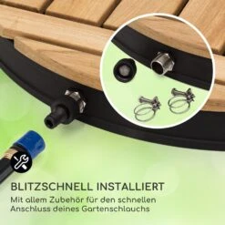 Sumatra Teak Round Gartendusche Aluminium Teakholz Tragegriff -Gartendekorations Geschäft 10036351 de 0005 usp