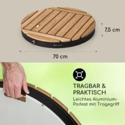 Sumatra Teak Round Gartendusche Aluminium Teakholz Tragegriff -Gartendekorations Geschäft 10036351 de 0006 usp