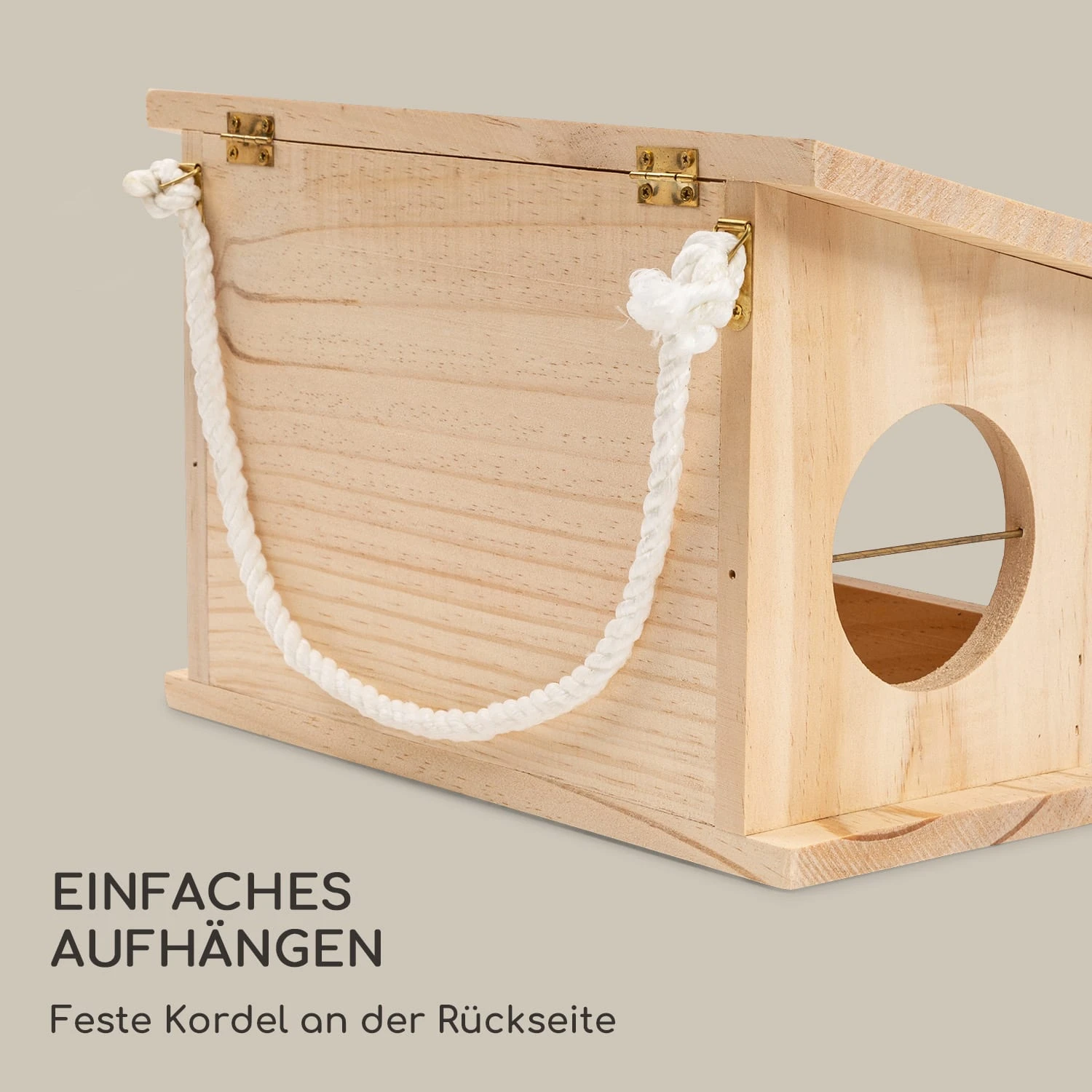 Vogelfutterstation Unbehandeltes Naturholz Aufhängkordel Fertig Montiert 4 Vogelfutterstation Unbehandeltes Naturholz Aufhängkordel Fertig Montiert – Bild 4