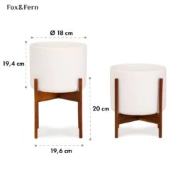 Thorn Blumentopf Mit Ständer 50er Jahre Stil 2er-Set Akazie 19,6x20x19,6 Cm -Gartendekorations Geschäft 10038441 yy 0006 usp