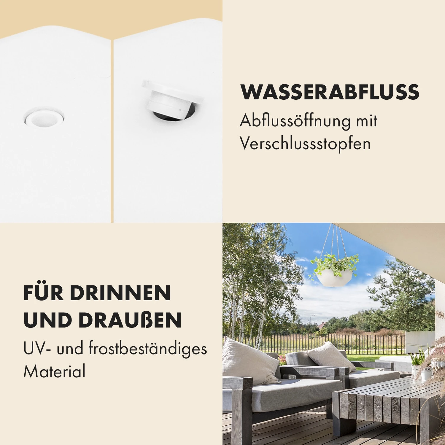 Laren Blumenampel Ø 28 Cm Polystone Mit Naturseilen 2er-Set 4 Laren Blumenampel Ø 28 Cm Polystone Mit Naturseilen 2er-Set – Bild 4