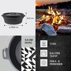 Galloway Dutch Oven 6.0 BBQ-Topf Gusseisen Voreingebrannt Größe M / 6 Qt -Gartendekorations Geschäft 10038581 de 0004 usp