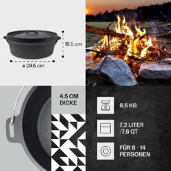 Galloway Dutch Oven 9.0 BBQ-Topf Gusseisen Größe L / 9 Qt -Gartendekorations Geschäft 10038582 de 0004 usp