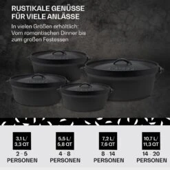 Galloway Dutch Oven 9.0 BBQ-Topf Gusseisen Größe L / 9 Qt -Gartendekorations Geschäft 10038582 de 0006 usp