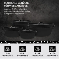Galloway Dutch Oven 12.0 BBQ-Topf Gusseisen Größe XL / 12 Qt -Gartendekorations Geschäft 10038583 de 0006 usp