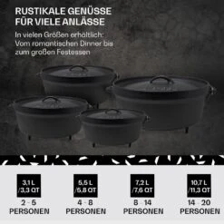 Galloway Dutch Oven 9.0 BBQ-Topf Gusseisen Standfüße Größe L / 9 Qt -Gartendekorations Geschäft 10038586 de 0006 usp