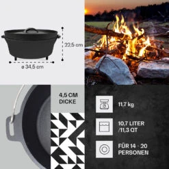 Galloway Dutch Oven 12.0 BBQ-Topf Gusseisen Standfüße Größe XL / 12 Qt -Gartendekorations Geschäft 10038587 de 0004 usp