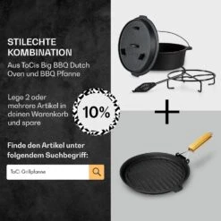 Guernsey Premium Dutch Oven 9.0 BBQ-Topf Gusseisen Voreingebrannt Größe L / 9 Qt -Gartendekorations Geschäft 10038639 de 0007 usp