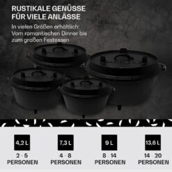 Guernsey Premium Dutch Oven 12.0 BBQ-Topf Gusseisen Standfüße Größe XL / 12 Qt -Gartendekorations Geschäft 10038644 de 0006 usp