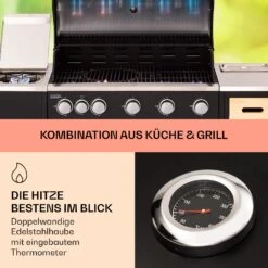 Jersey Outdoor Kitchen Gasgrill 20,7 KW 5+1 Brenner Mobil Regenschutz -Gartendekorations Geschäft 10039855 de 0003 usp