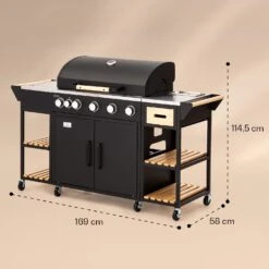 Jersey Outdoor Kitchen Gasgrill 20,7 KW 5+1 Brenner Mobil Regenschutz -Gartendekorations Geschäft 10039855 yy 0008 dimensions