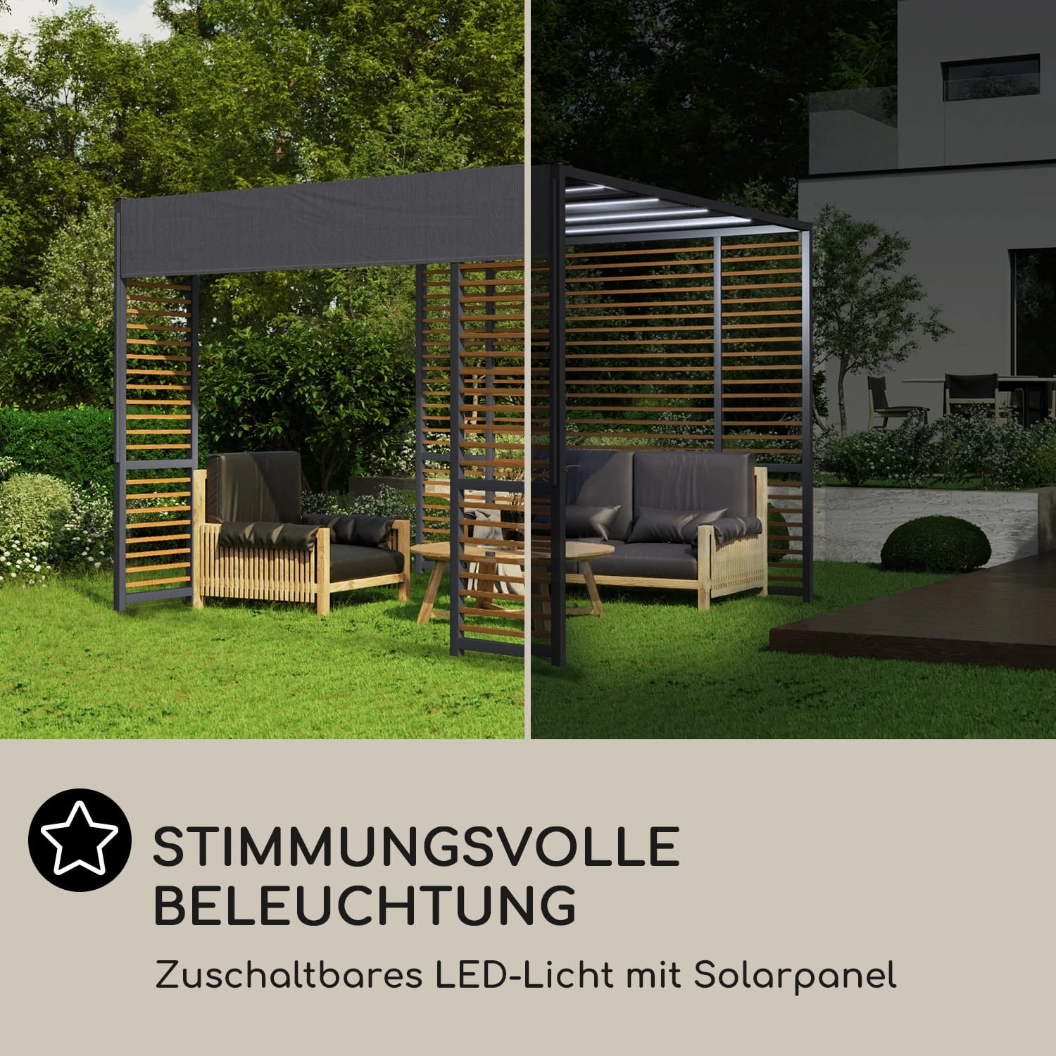 Valence Gazebo 3x3 M UV50+ Wasserabweisend LED-Solar-Beleuchtung Solar-Panel 4 Valence Gazebo 3x3 M UV50+ Wasserabweisend LED-Solar-Beleuchtung Solar-Panel – Bild 4