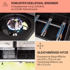 Kingsville 3.1 Kombigrill Gas + Kohle 10,9 KW 3+1 Brenner -Gartendekorations Geschäft 10040270 de 0005 usp