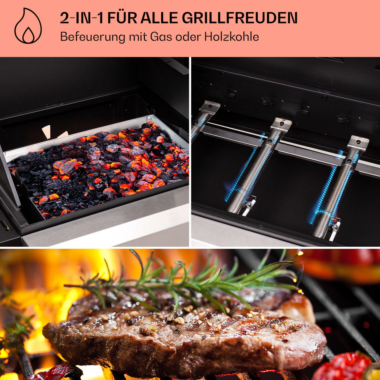 Kingsville 4.1 Kombigrill Gas + Kohle 13,7 KW 4+1 Brenner 3 Kingsville 4.1 Kombigrill Gas + Kohle 13,7 KW 4+1 Brenner – Bild 3