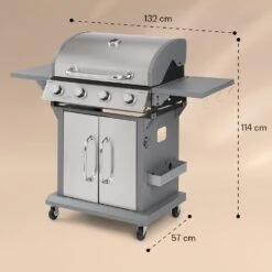 Lucifer 4 Gasgrill 4 X 3,6 KW Brenner 69x45cm Grill Edelstahl Mobil -Gartendekorations Geschäft 10040281 yy 0008 dimensions
