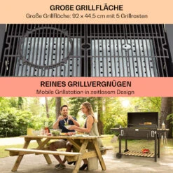 Aberdeen Double Holzkohlegrill Smoker Thermometer 2 Seitentische Mobil -Gartendekorations Geschäft 10040293 de 0004 usp