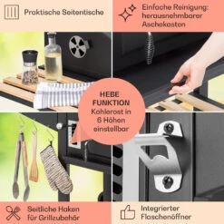Aberdeen Double Holzkohlegrill Smoker Thermometer 2 Seitentische Mobil -Gartendekorations Geschäft 10040293 de 0006 usp