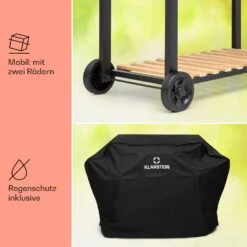 Aberdeen Double Holzkohlegrill Smoker Thermometer 2 Seitentische Mobil -Gartendekorations Geschäft 10040293 de 0008 usp