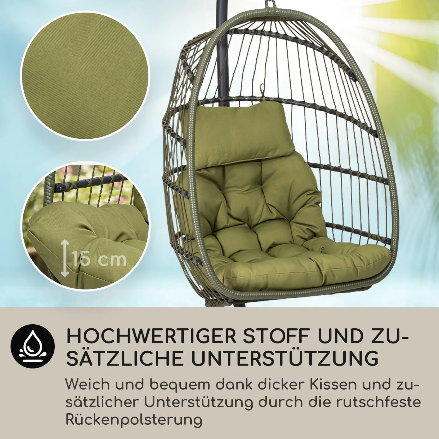 Biarritz Individuelle Hängesessel PE Aluminium Polyrattan 130 Kg 2 Biarritz Individuelle Hängesessel PE Aluminium Polyrattan 130 Kg – Bild 2